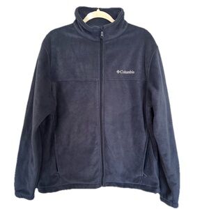 Columbia Blue Fleece Zip Up Jacket Zipper Pockets Mens Large
